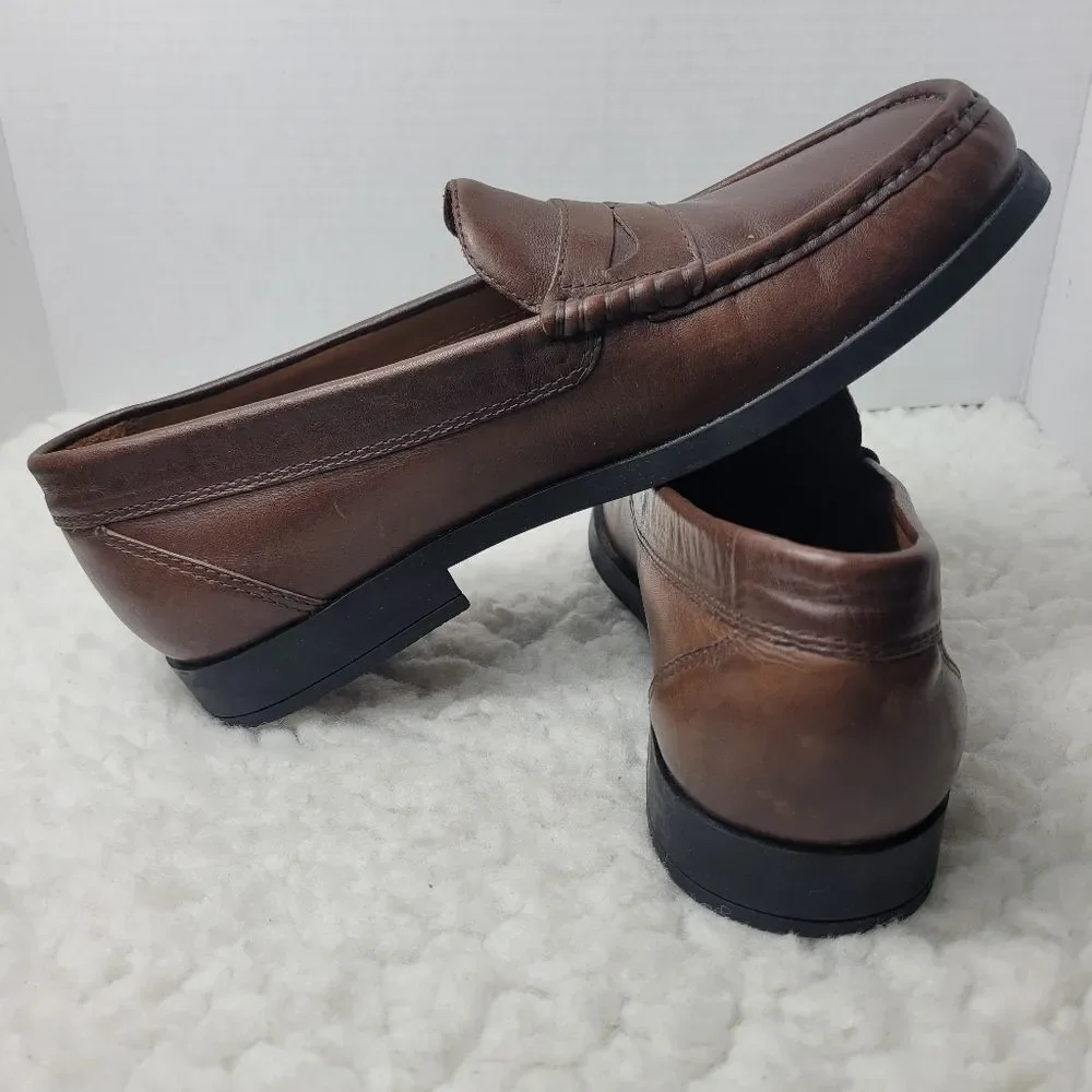 Clarks Active Air Men's Size 9.5 Penny Loafer Leather Brown Burgundy Shoes